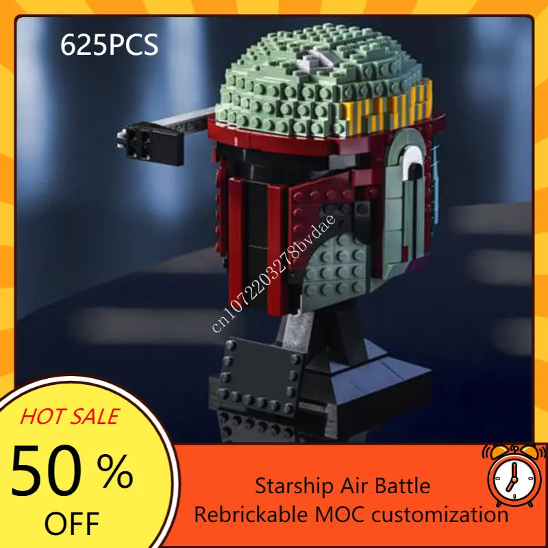 

Star Plan MOC-75277 Boba Fett Hunter Helmet MOC SpaceShip Battle Model Building Block Architecture Education Assembly Model Toy