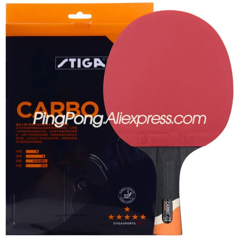 Original STIGA 6 Star Table Tennis Racket with Rubber Stiga 6-Star Carbon Ping Pong Bat Gift Set