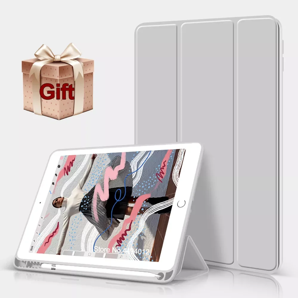 

2019 For iPad Air 3 10.5 case Funda For ipad 9.7 2018 Cover Pencil Holder Slim TPU Silicone soft Shell Smart Sleep Wake up