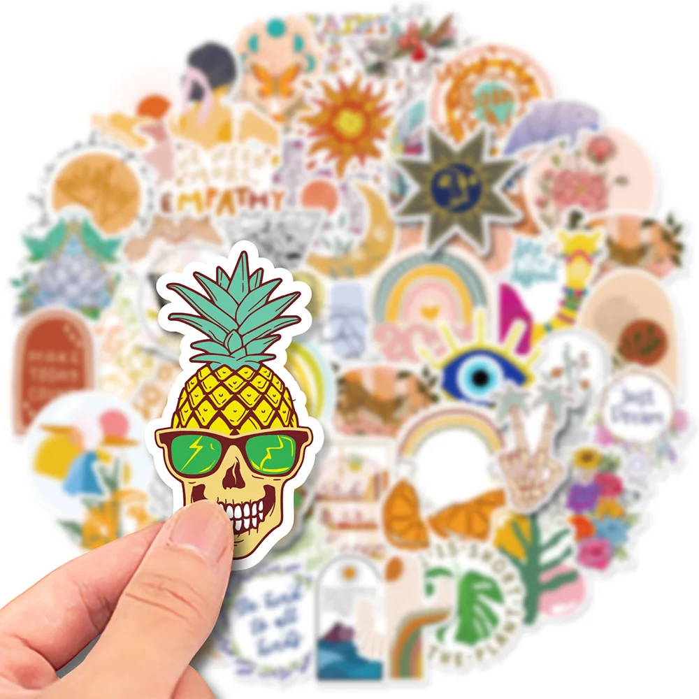

10/30/50PCS Bohemian Style Retro Art Cartoon Stickers DIY Motorcycle Travel Luggage Skateboard Cool Graffiti Sticker Fun for Kid