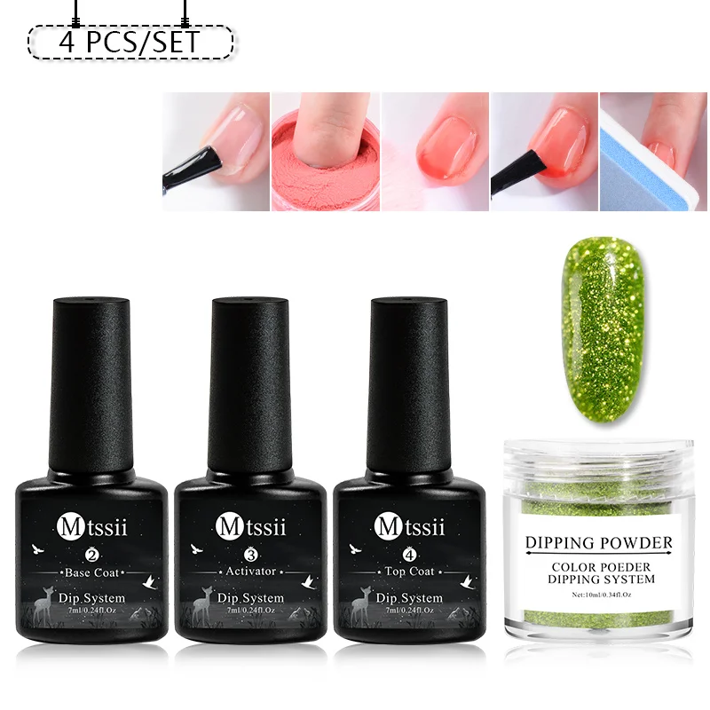 Mtssii 5 шт. набор блестящих порошков для ногтей натуральная сушка без лампы система