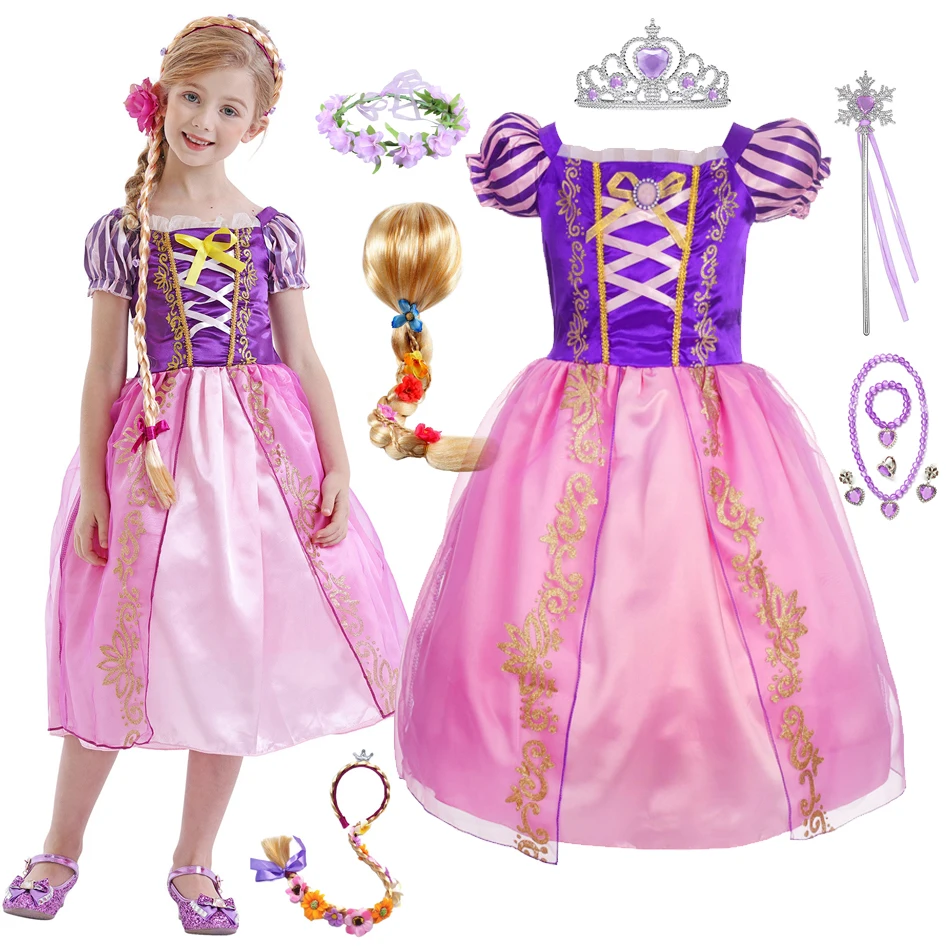 Платье Принцессы Диснея Рапунцель для девочек младенцев детей летнее спутанное