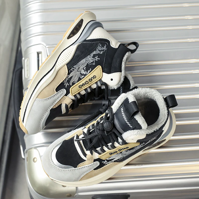 2022 Winter Cotton Children's Shoes Sneakers Plush Casual Warm Keeping Boys' and Girls' Shoes High Top Comfortable Kids' Shoes