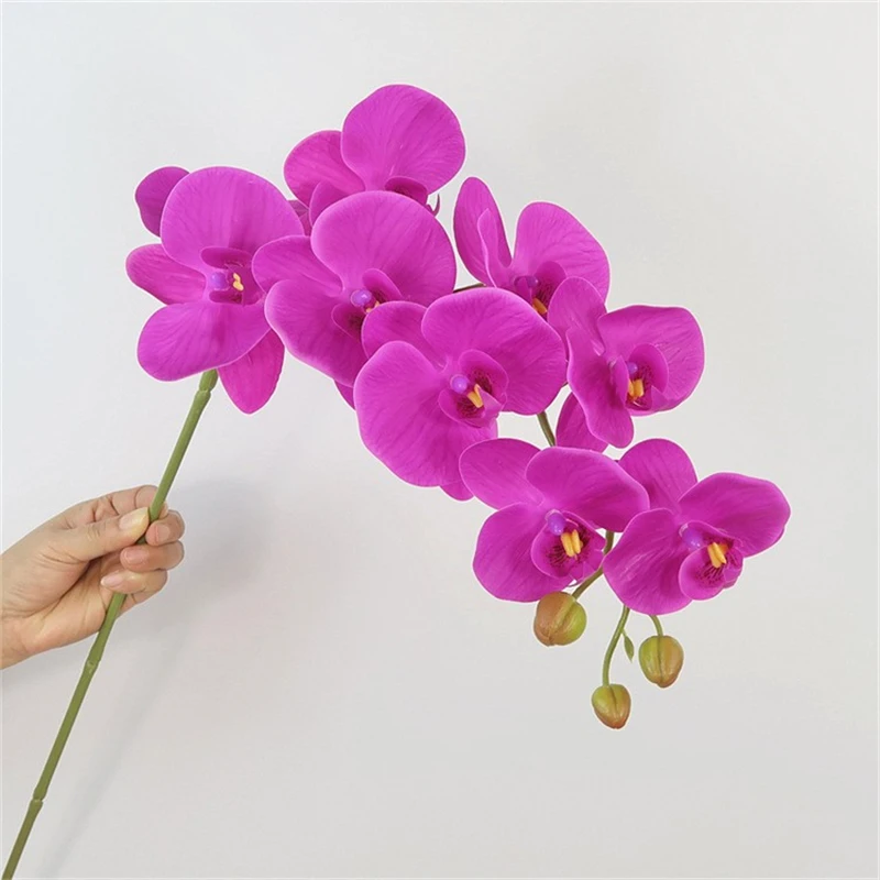 Luxury 9 Heads Large Real touch orchid fake flowers for Home table decoration flores Christmas  indie room decor