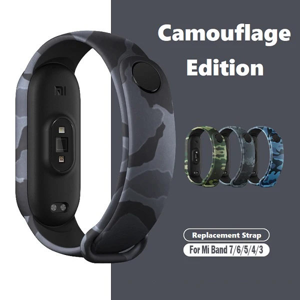 

For Mi Band 7 6 5 4 3 Camouflage Strap Silicone Replacement Wristband Bracelet on Xiaomi Miband7 Miband6 Miband5 Miband4 Strap