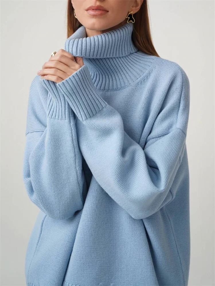 

Womens Clothing Tops Turtleneck Sweater Vintage Pullover Jumper Loose Ladies Pullover Jumper Winter Warm Knit Sweaters for Women