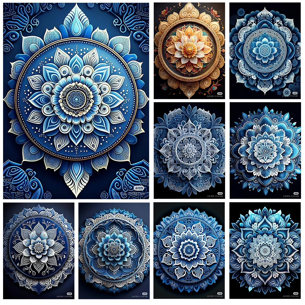 Набор 5D Алмазной Живописи С Мандалой И Цветочным Изображением Полная Область