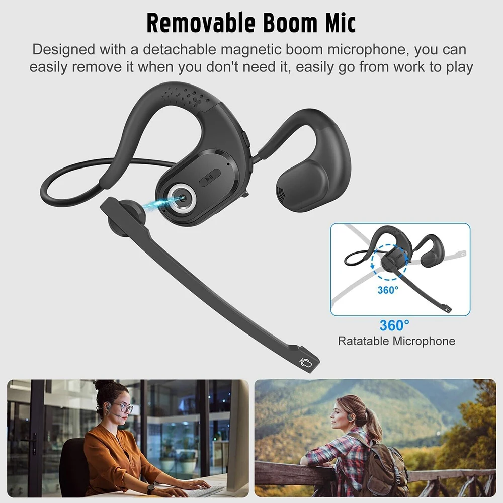 Фото Наушники с воздушной проводимостью для Xiaomi Bluetooth 5,3, беспроводные спортивные наушники IPX5, водонепроницаемая гарнитура для дальнобойщика с открытым ухом для телефона №3