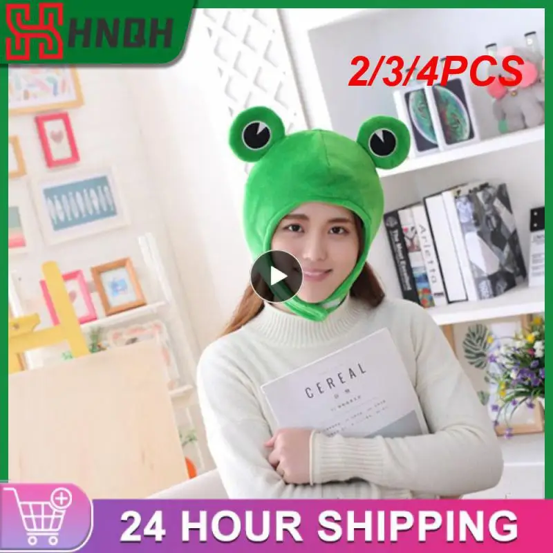 

2/3/4PCS Cute Plush Frog Hat Scarf Cap Ear Winter Beanie Skull Headwear Novelty Party Dress up Cosplay Costume outdoor sport hat