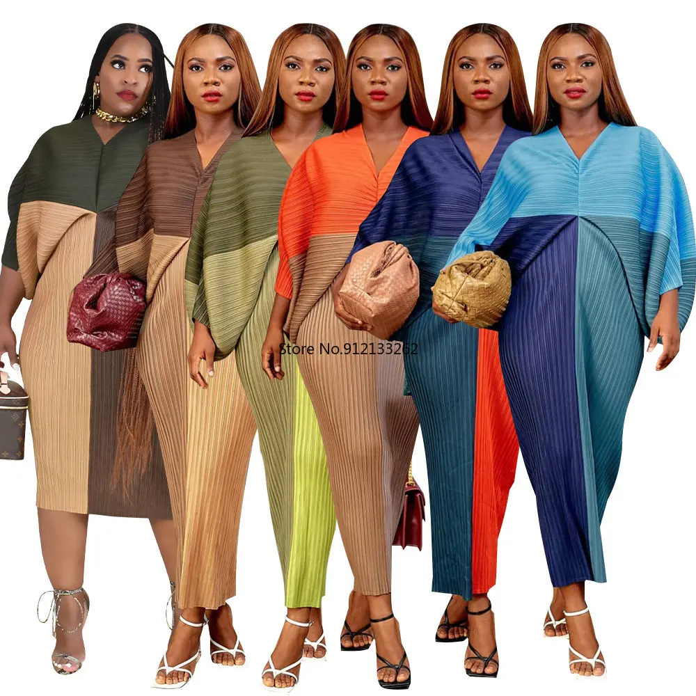 

African Dresses for Women Autumn Spring African Women Long Sleeve V-neck Polyester Long Dress Maxi Dress Ankara Dresses
