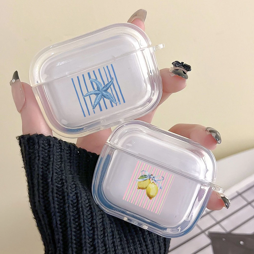 Фото Силиконовый чехол Starfish Lemon для Apple Airpods 1 или 2, противоударный чехол для AirPods Pro 2, 3, 4, прозрачный защитный чехол для наушников Capa №1
