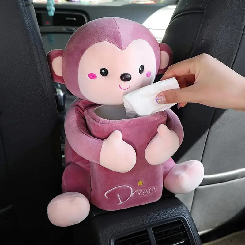 

Car Tissue Box Cartoon Monkey Rabbit Animal Tissue Holder Case For Vehicle Console Napkin Storage Box Organizer Car Accessories