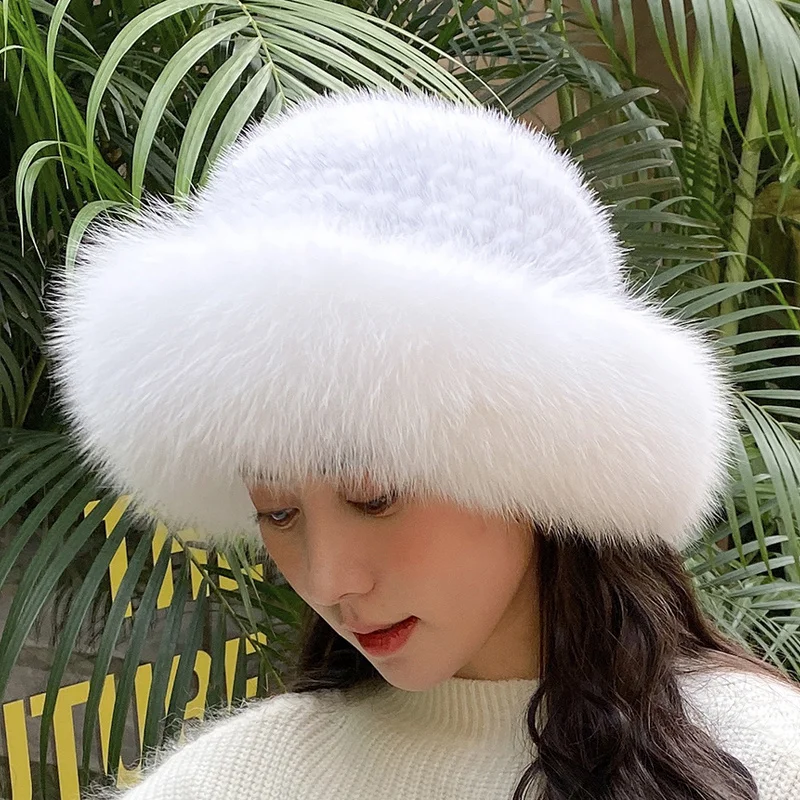 Fox Fur Hat Fashion Luxury Winter Natural Real Fox Fur Mink Fur Cap Winter Thick Warm Ears Protection Cap 100% Real Fox Fur Cap
