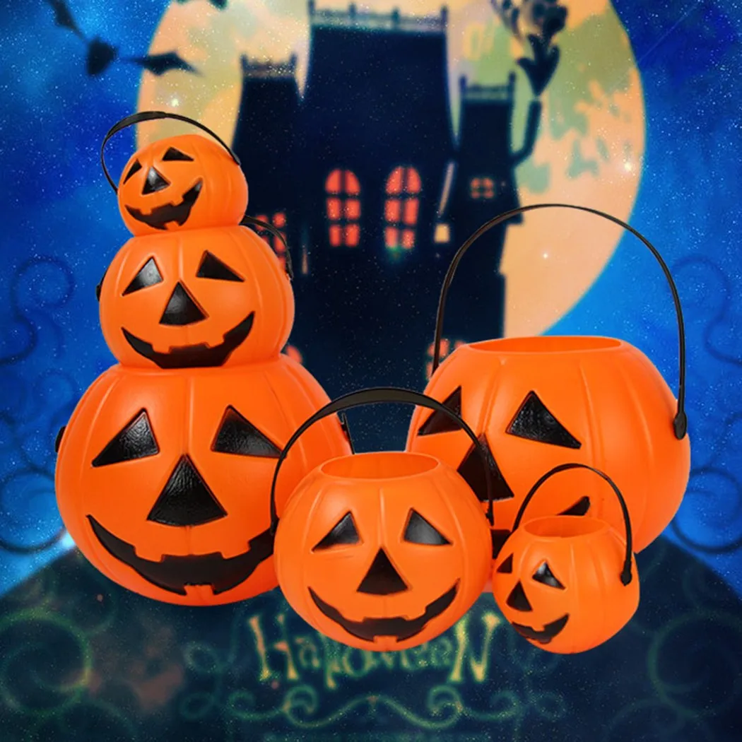 

10/20PCS Pumpkin Bucket Sweet Candy Holder Pot Kids Trick Or Treat Halloween Decor For Store Party Bar Party Supplies