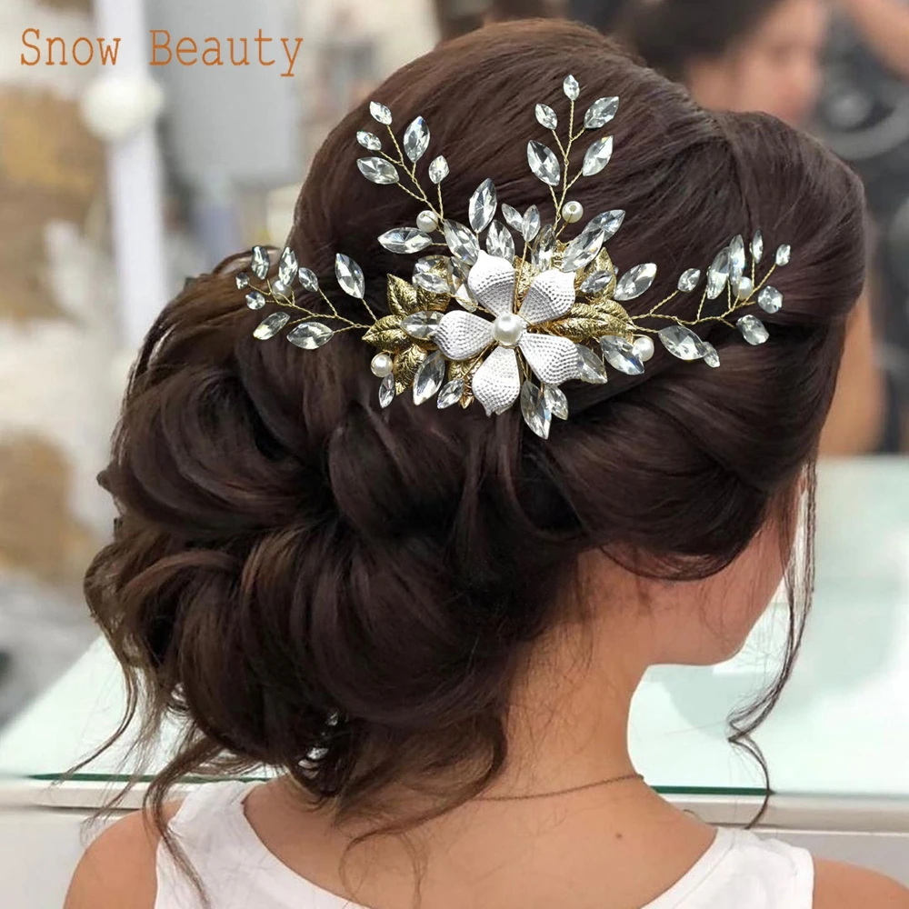 

A510 Handmade Silver Gold Bridal Hair Comb Clip for Wedding Hair Accessories for Brides Wedding Headpiece Crystal Girls Tiara