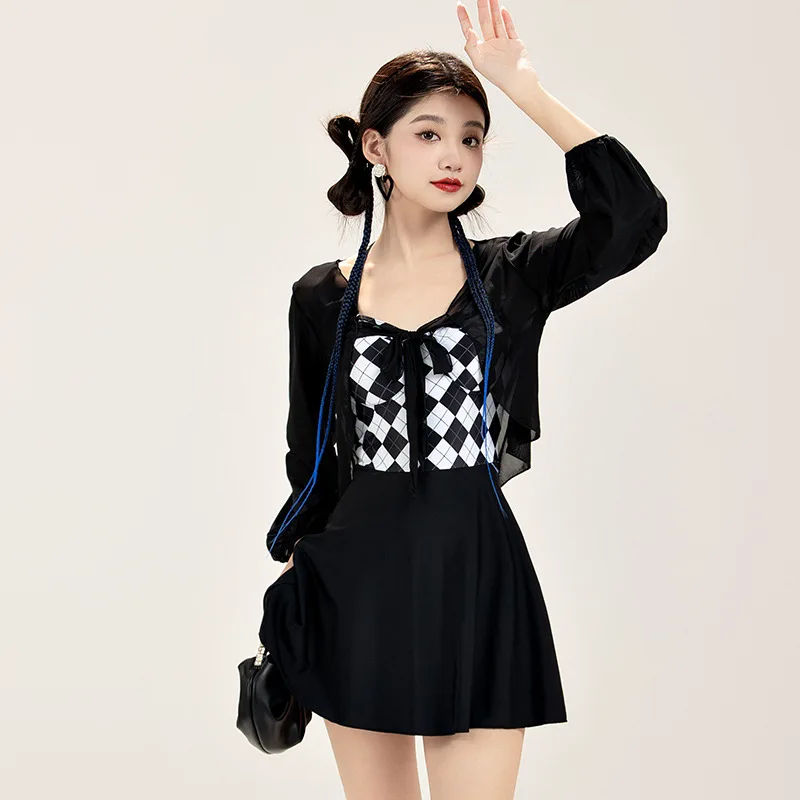 

Слитный купальник с юбкой, женские консервативные боксеры, комплект из двух предметов, модный новый купальный костюм для женщин на весну 2023