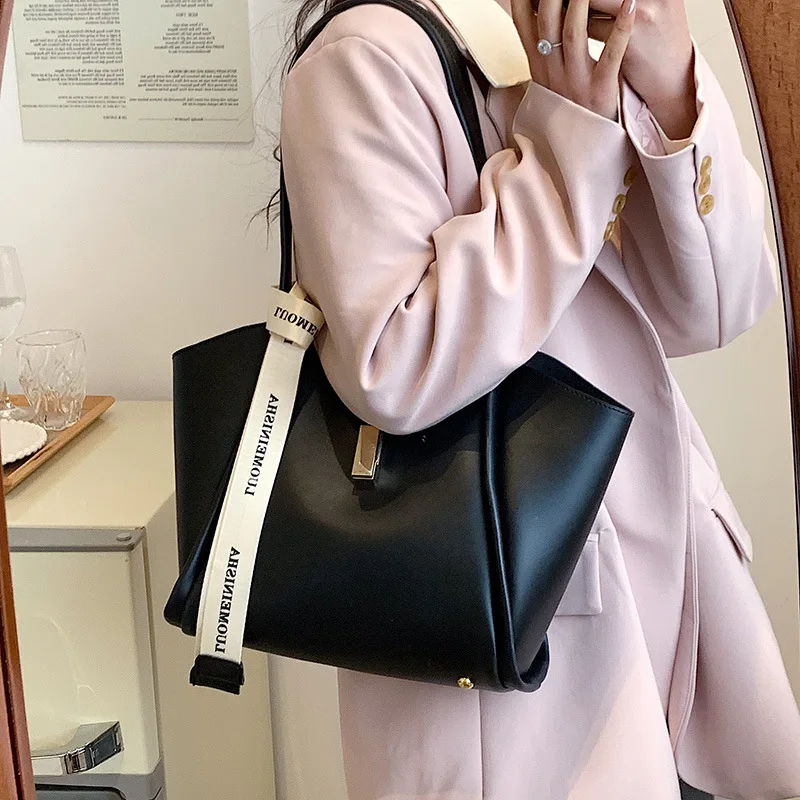

Large Capacity Composite Bag Women 2022 New Texture Pu Leather Handbag Elegant Fashion Female All-match Shoulder Totes Bags