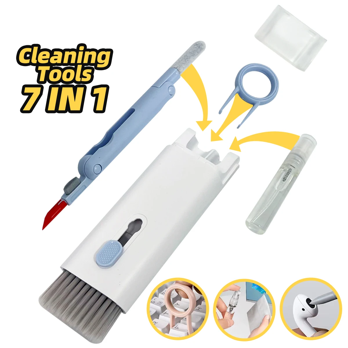 

Newest Cleaning Set For Bluetooth Earphone PC Keyboard Cleaner Brush Kit Keycap Puller Headset Brush Pen for Airpods Samsung
