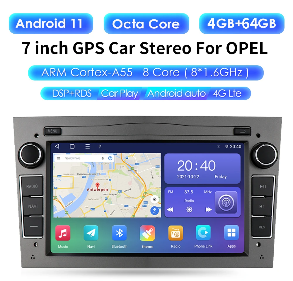 Автомобильный мультимедийный видеопроигрыватель 2 Din Android 10 для Opel Vectra Vauxhall 2004 Zafira