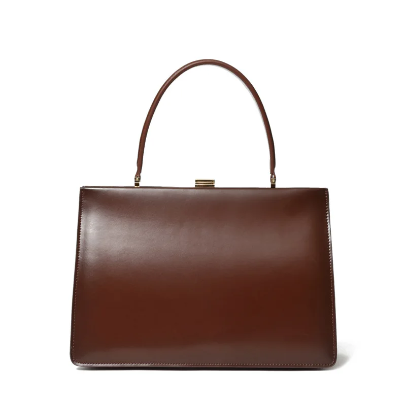 Fashion Genuine Leather Women's Handbag Luxury Designer Handbags Box Satchels Bag Medium Size Luggage Female Bag for Women
