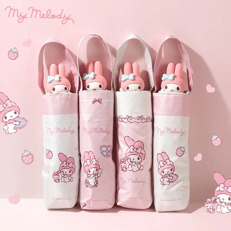 Новый трехмерный кукольный головной убор Sanrio My Melody маленький пятикратный зонтик