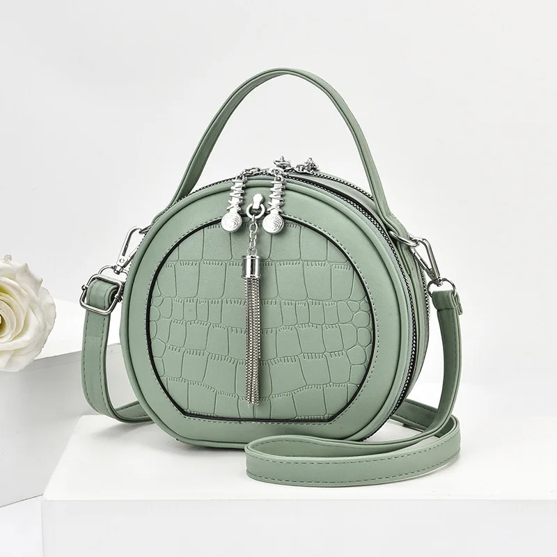 

[Новые сумки] летняя новая модная Портативная сумка-мессенджер, женская сумка через плечо из искусственной кожи, маленькая круглая сумка