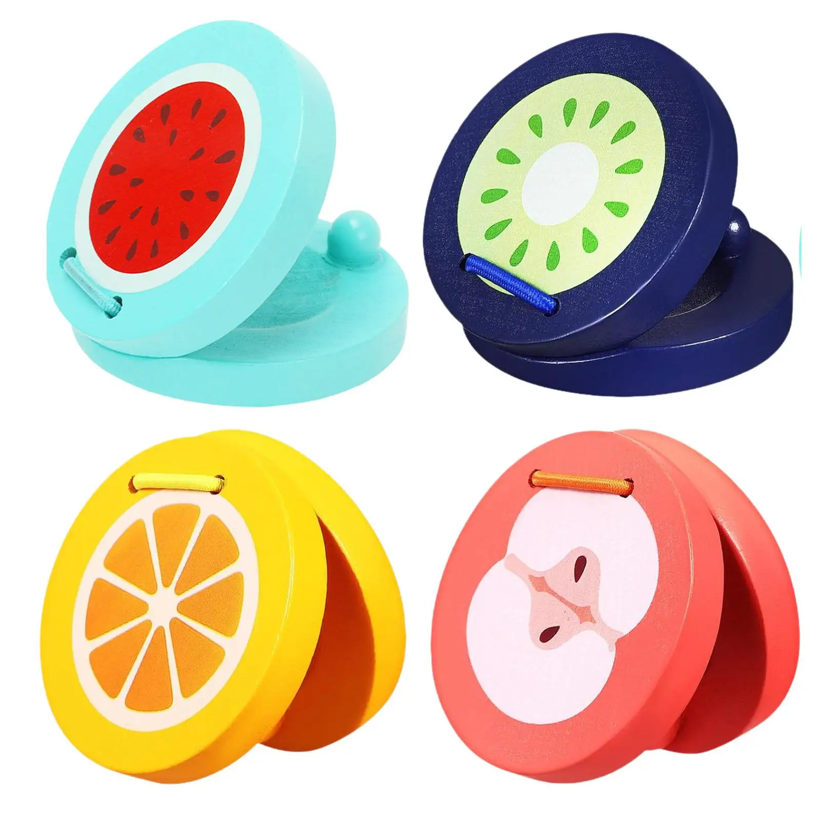 4 Pieces Finger Castanets Sensory Toy Clapper for Kids Baby Preschool