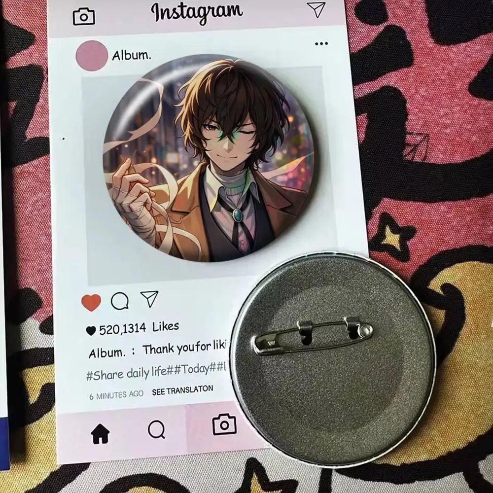 Значок Bungo Stray Dogs Осаму Дазай, круглый, 25, 32, 44, 58, 75 мм, для фанатов, коллекционеров, подарок друзьям, брошь, сувенир (art.: 3920dc7d9cc2f) - 3920dc7d9cc2f