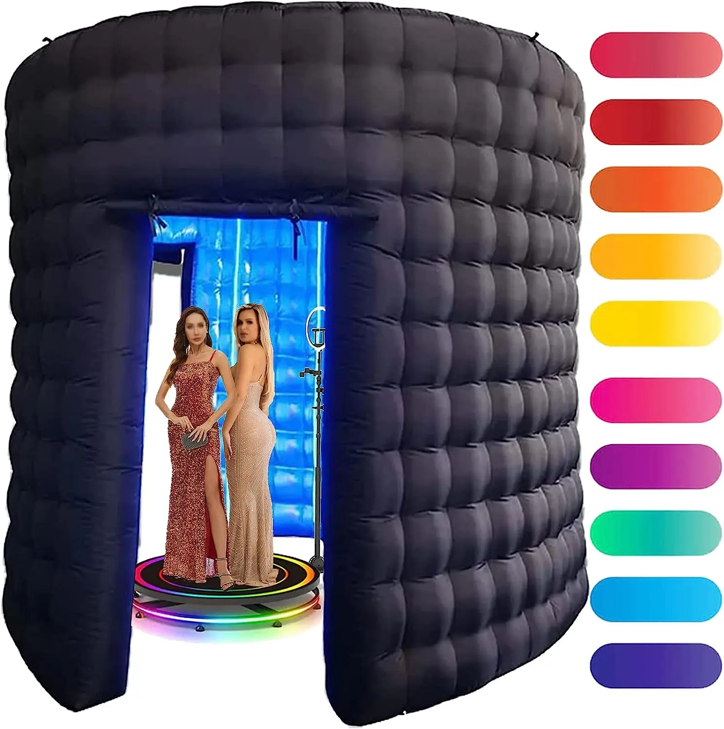 

SAYOK Inflatable 360 Photo Booth Background Enclosure with Light Round Photo Booth Backdrop for Wedding Event Exhibition Decor