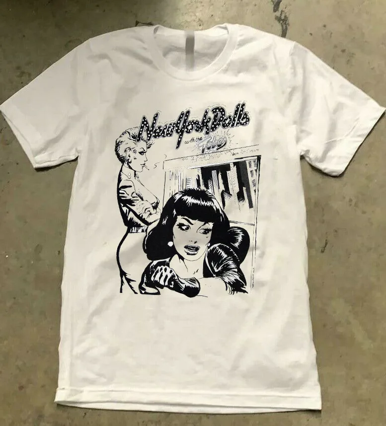 Футболка с изображением группы кукол Нью-Йорк тяжелый хлопок белый размер S M L 234XL