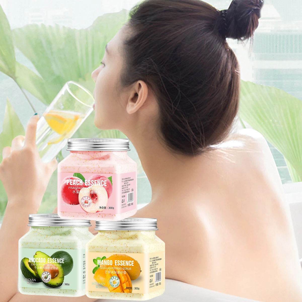 

Bath Sea Salt 300ml Mango Avocado Peach Body Scrub Deep Cleansing Exfoliating Body Care Scrub