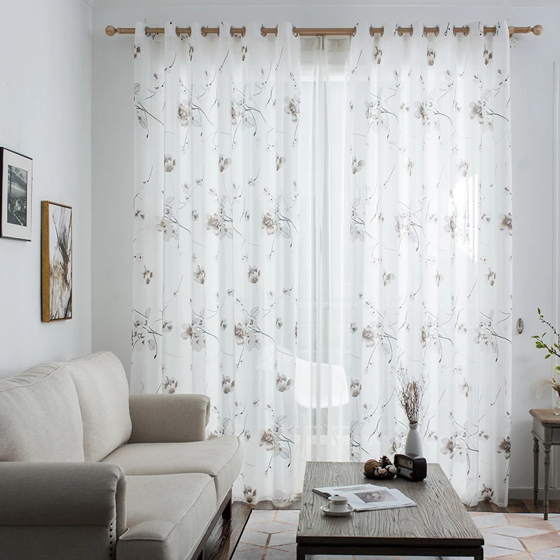 Цветочные шторы из тюля для гостиной спальни кухни Печатные занавески из вуаля на двери.