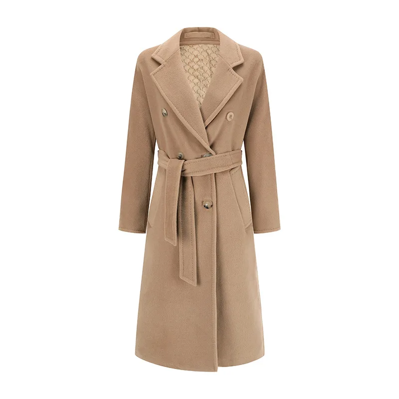 

Cashmere woolen coat women's single-sided mid-length European and American double-breasted autumn and winter coat