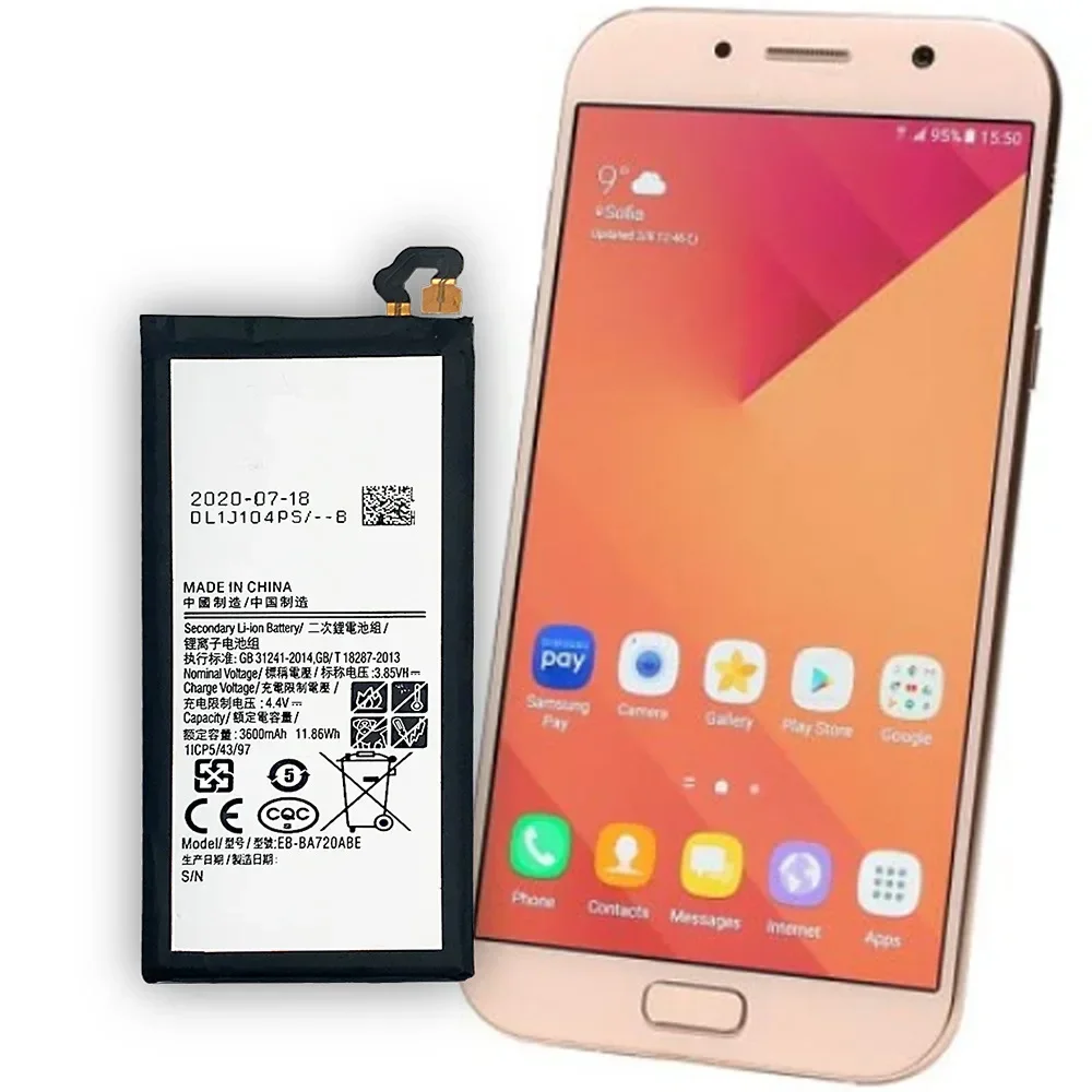 EB-BA720ABE Сменный аккумулятор для телефона Samsung GALAXY A7 2017 версия A720 SM-A720 A720F 3600 мАч