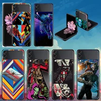 shockproof hard cover folding mobile shell guardians of the galaxy for samsung galaxy z flip 3 5g black funda phone case