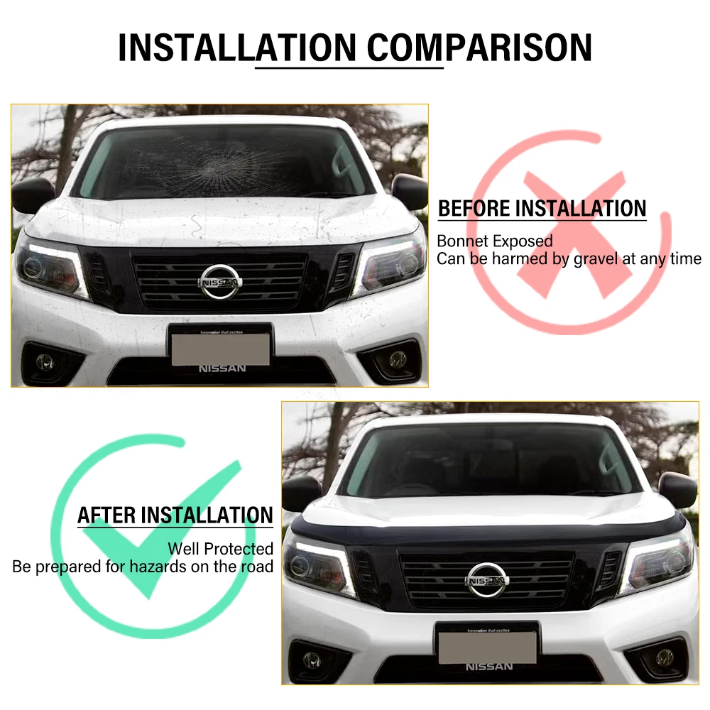 Матовая черная защита капота для Nissan Navara NP300 2014 2015 2016 2017 2018 2019 2020