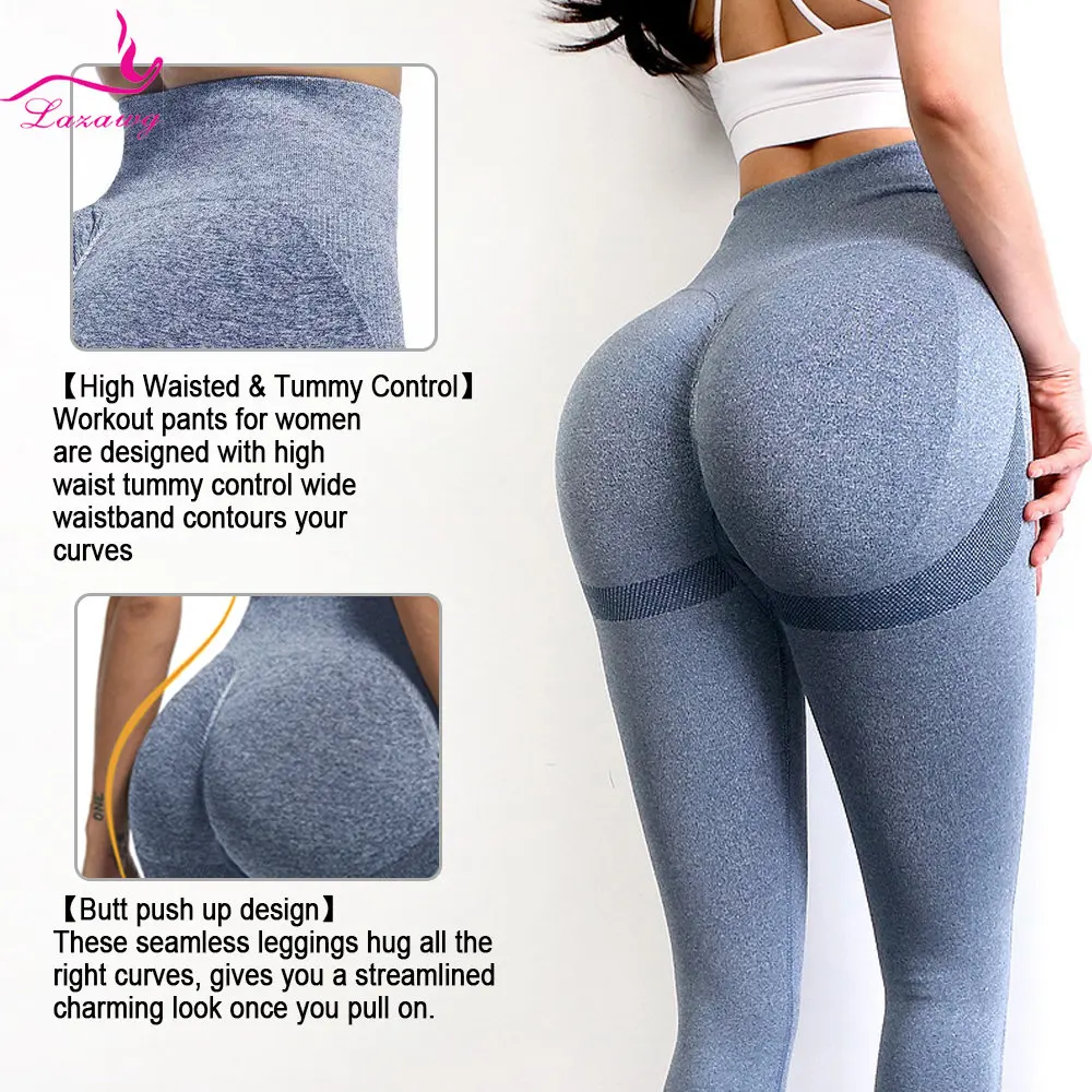 LAZAWG Yoga Pants for Women High Waist Slimming Leggings Seamless Belly Control Trousers Ladies Body Shaper Workout Gym Fitness