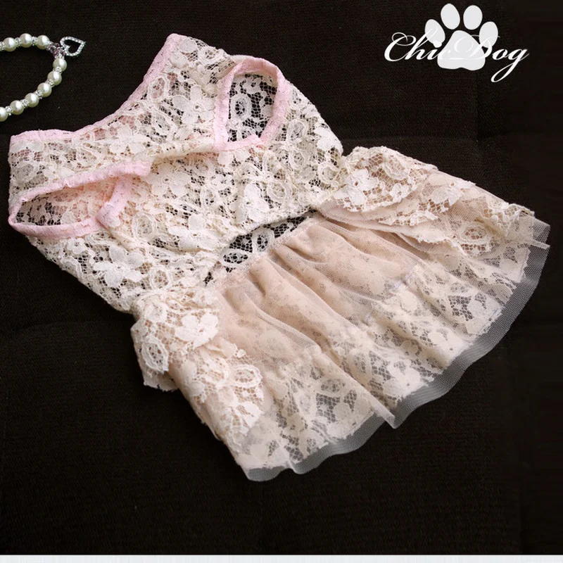 

Solid Color Lace Dog Clothes Large Flower Princess Dress for Dogs Two-legged Cute Fashion Puppy Teddy Clothing Pink Girl Ropa