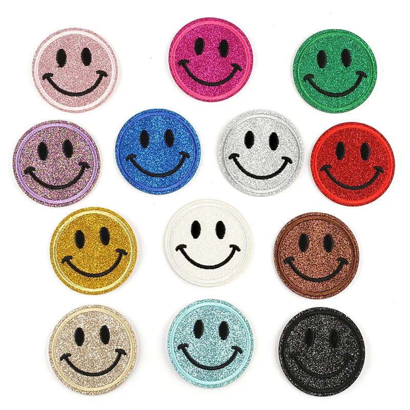 

13PCS/5.4CM Smile Face Applique Thermoadhesive Patches Embroidered Badges Fusible Stickers,Designer Patch for Clothes Iron On,