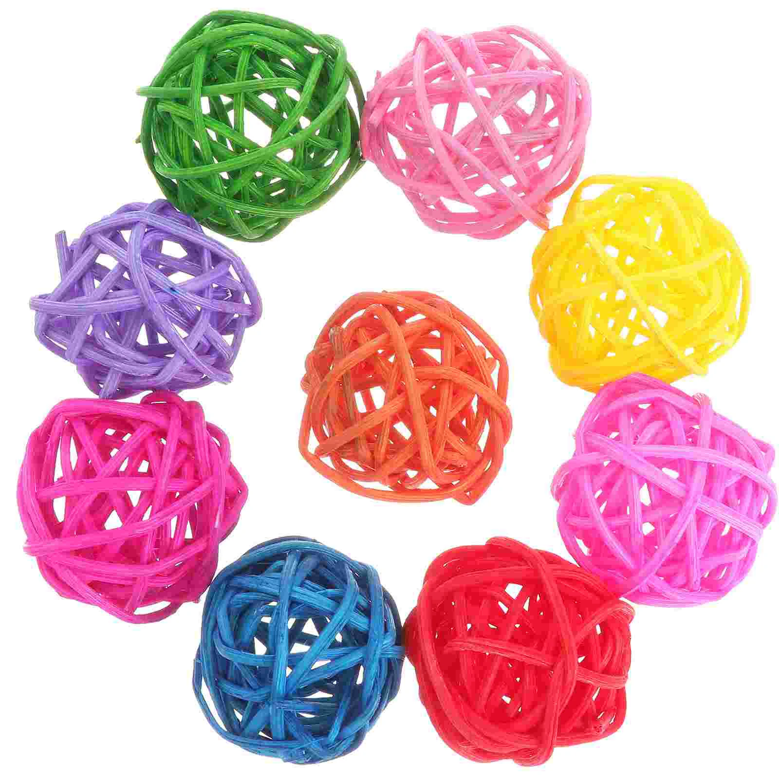 

50 PCS Toy Parrot Chewing Colored Vases Plaything Grass Vines Bird Biting Rattan Ball