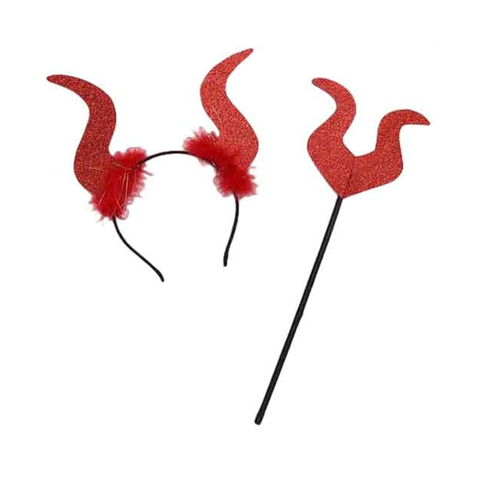 

Devil Halloween Cosplay Costume Accessories Adults Kids Wings with Tail+Horn Headband+Fork Set Carnival Christmas Party Props