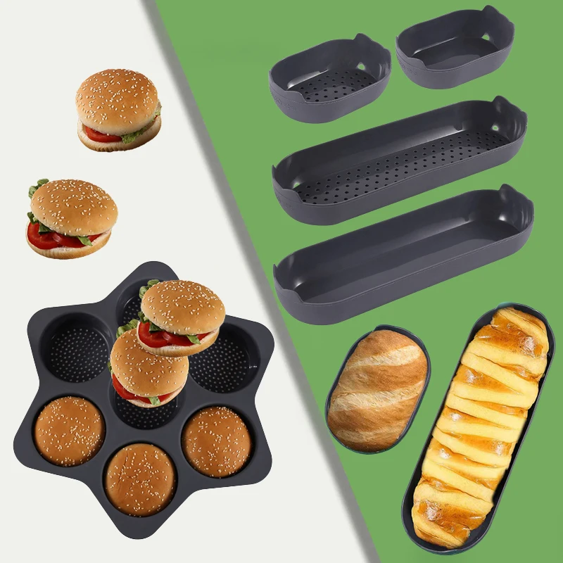 

SHENHONG пищевой гамбургер, булочка, силиконовая форма, антипригарная кухонная посуда для выпечки, инструменты для Hotdog, булочка, сковорода