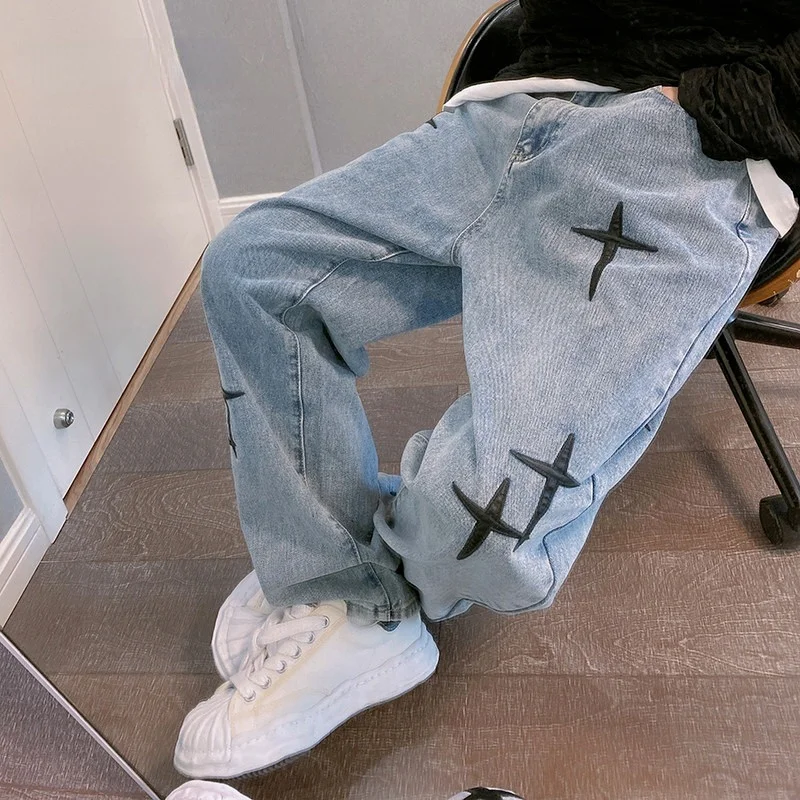 

Pants Wide Leg Cargo 2023 Streetwear Baggy men Jeans Spring Autumn Men Korean Fashion Loose Straight Male Brand Clothing Black