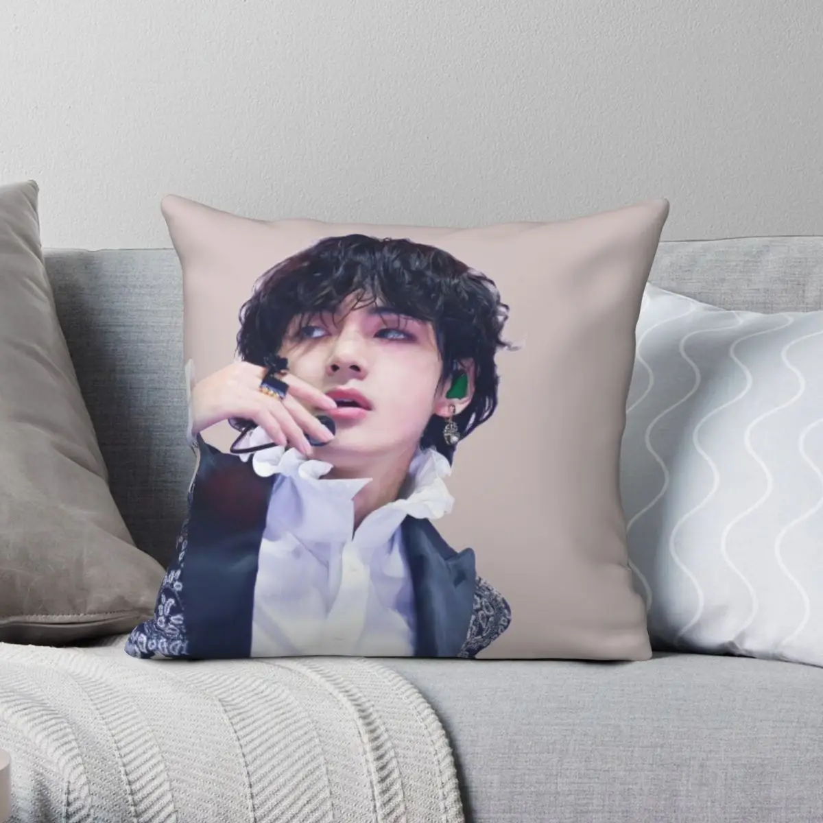 

Квадратная наволочка Taehyung V из полиэстера, льна, бархата, с принтом, на молнии, декоративная подушка, столовая наволочка