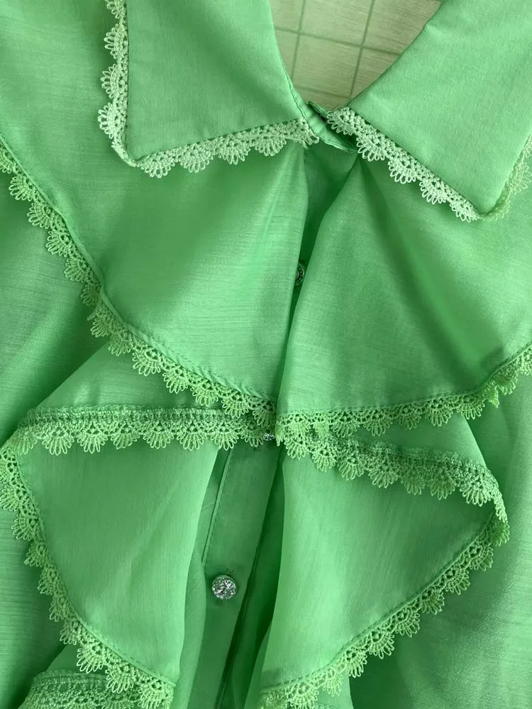 Женская блузка во французском стиле с коротким пышным рукавом летняя рубашка в