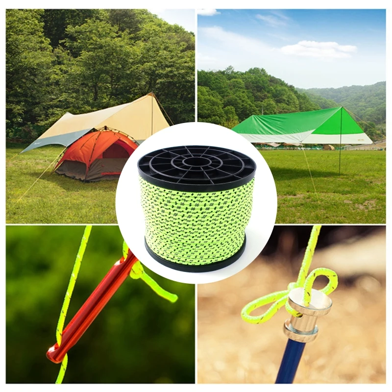 

164ft Camping Tent Rope Wind Rope Roll Outdoor Reflective Cord Umbrella Rope