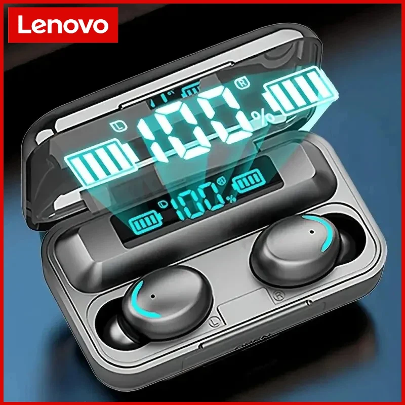 Фото Беспроводные Bluetooth-наушники Lenovo F9 — с зарядным кейсом большой емкости и цифровым дисплеем, игровые наушники с длительным временем автономной работы 2026 №2