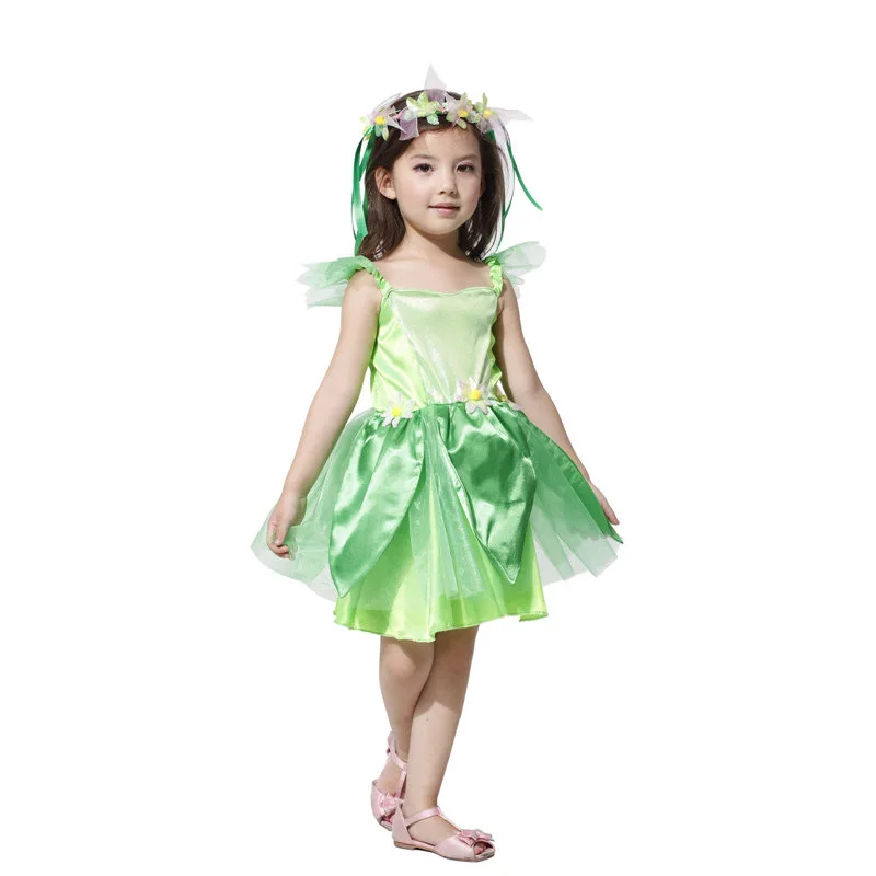 

Cosplay Costumes Girls Christmas Dress Avenue Neverland Garden Fairy for Kids Lovely Woodland Tinkerbell Green Fairy Costume