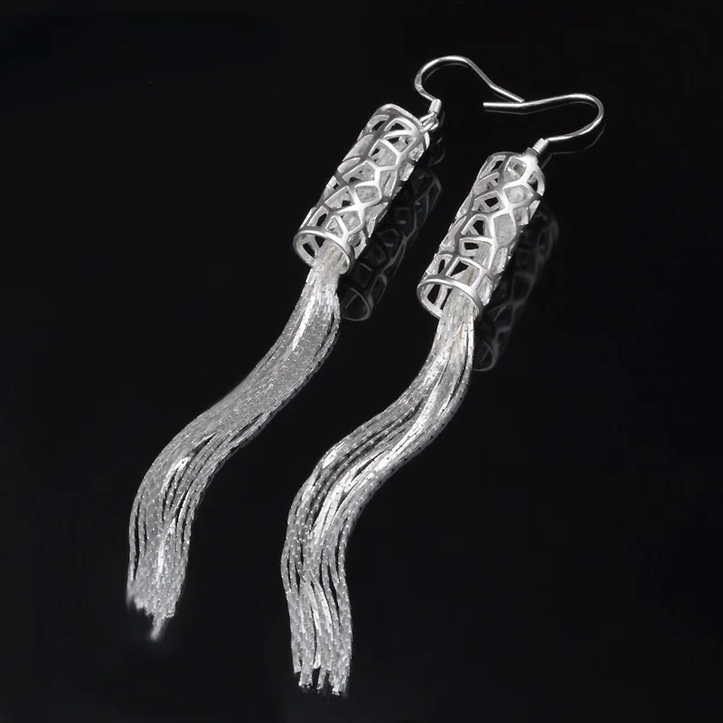 

New Fashion 925 Sterling Silver Earrings Tassel Long Earrings Woman Wedding Wedding Jewelry Gift