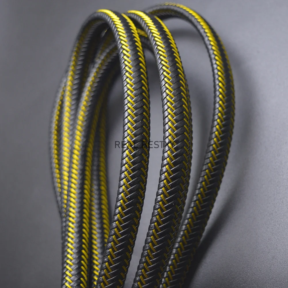 1m 12mmx6mm Braided Leather Cord with Yellow Steel Thread Top Quality Wide Flat Strings Straps for Jewelry Bracelets - купить по